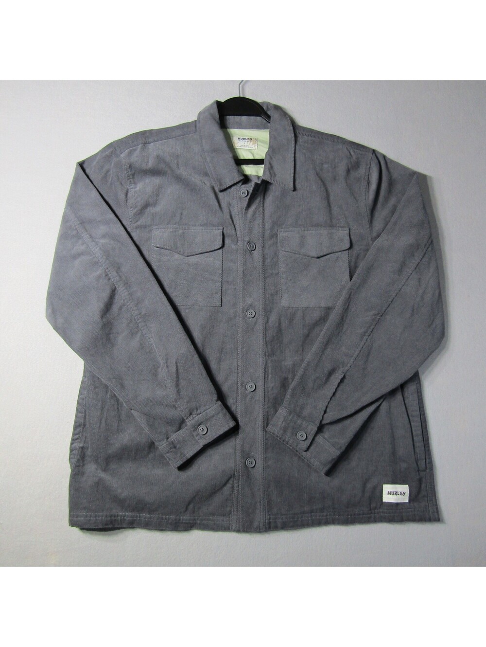 NWT Hurley Lido Cord LS Overshirt Men's L Ion Grey